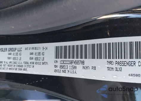 2015 Chrysler 200 C z USA, uszkodzony, nr VIN 1C3CCCCG8FN565708